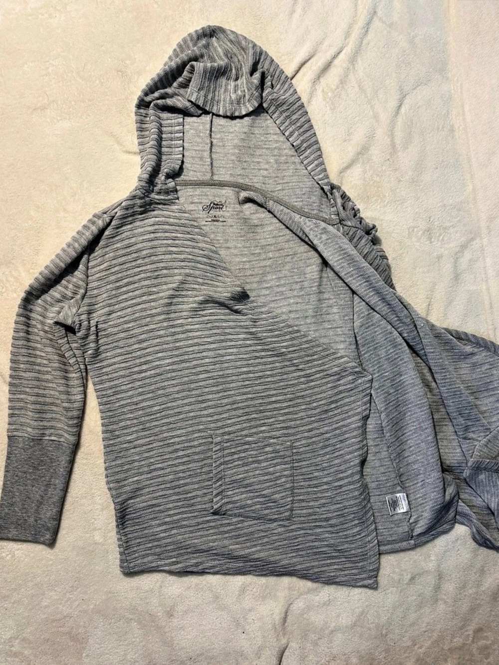 Style & Co Sport Striped Pullover Hoodie Gray XL